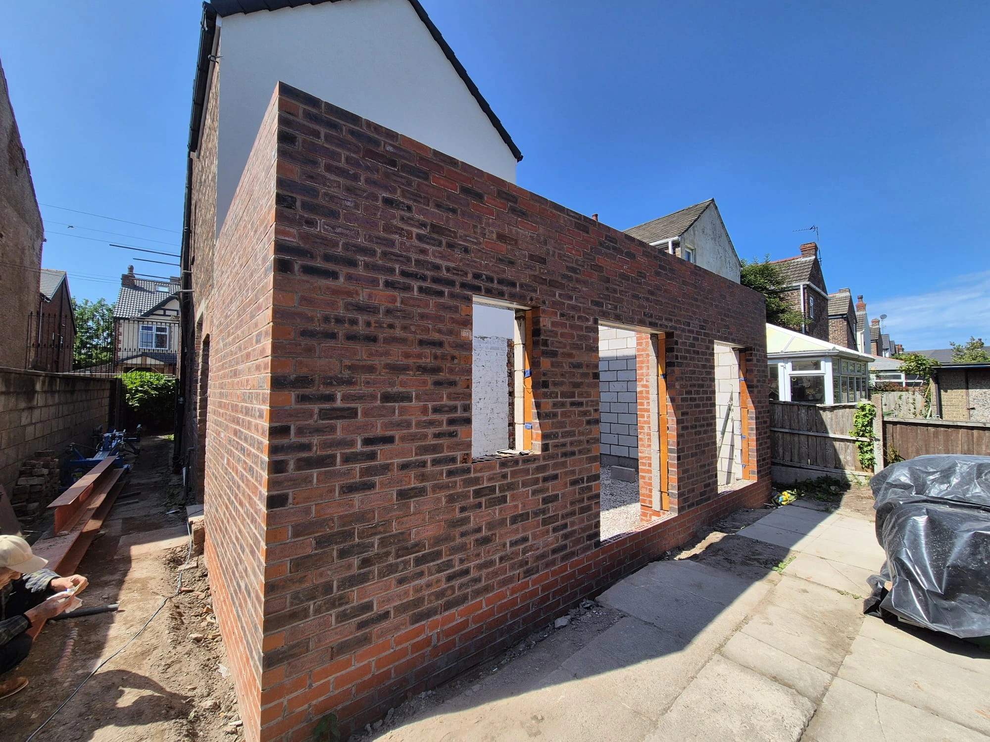 Structural brickwork project with clean masonry lines