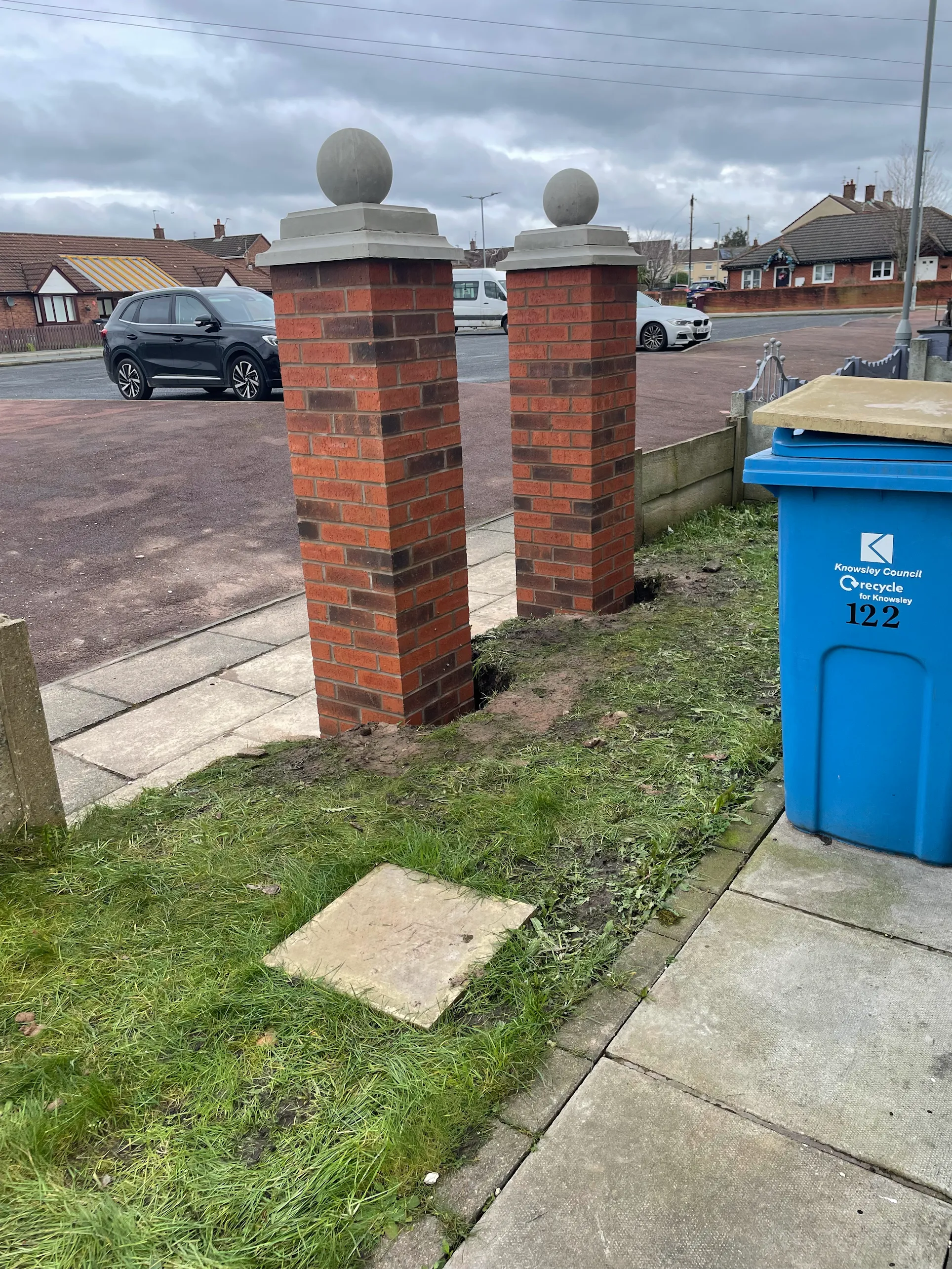 Brick wall repair and rebuild project under construction