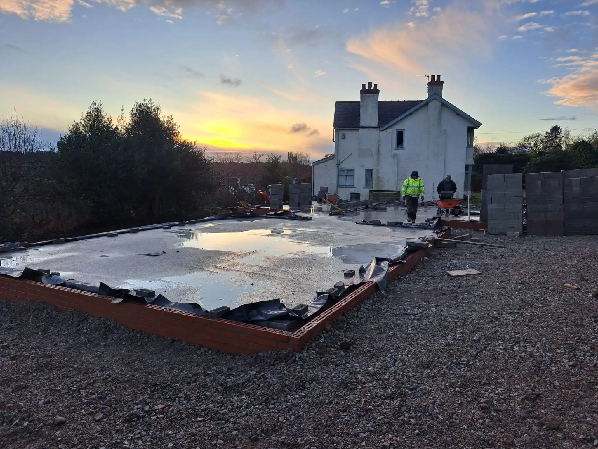 Bricklayer carrying out detailed brickwork